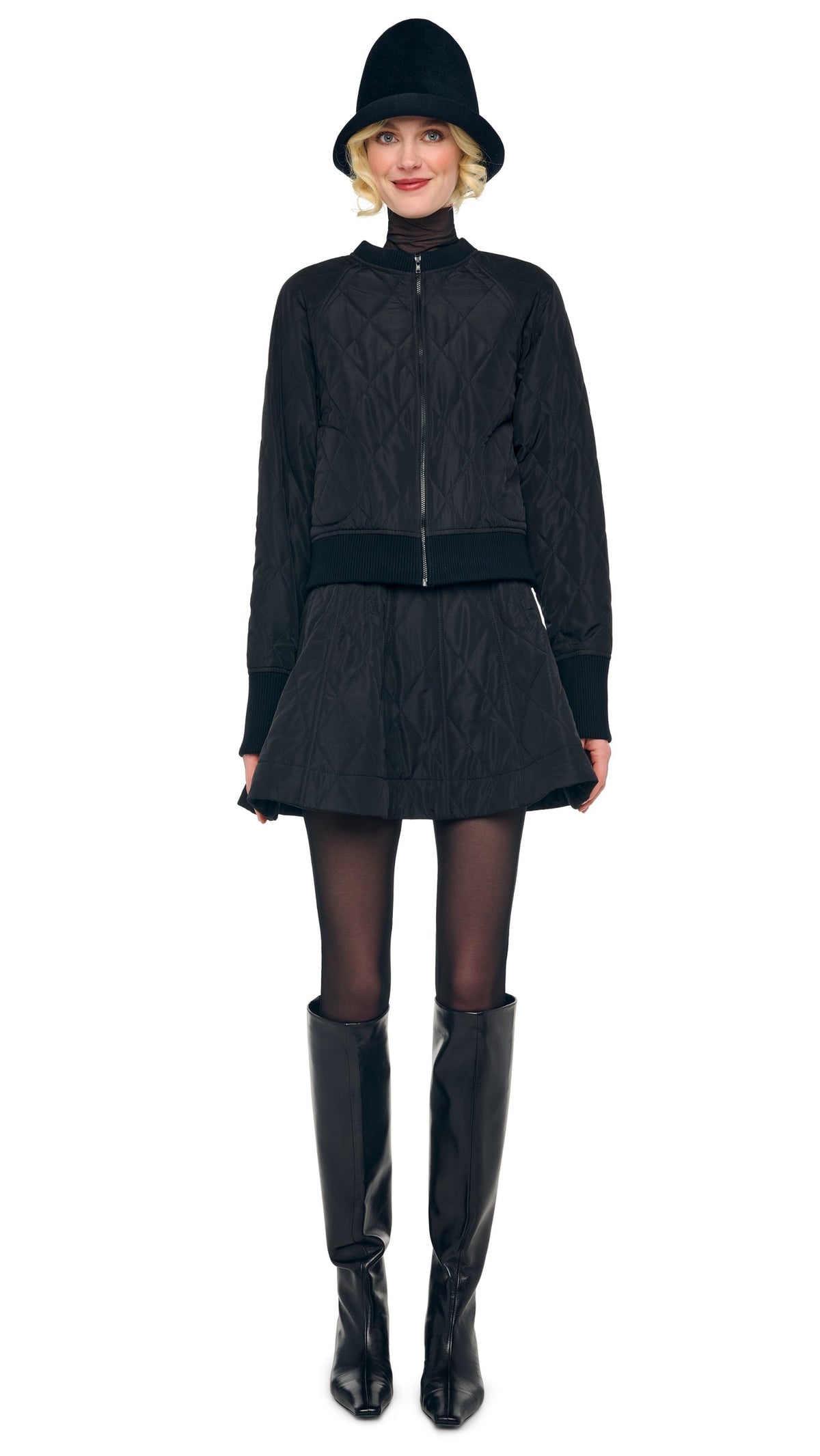 Norma Kamali QUILTED SHORT BOMBER JACKET