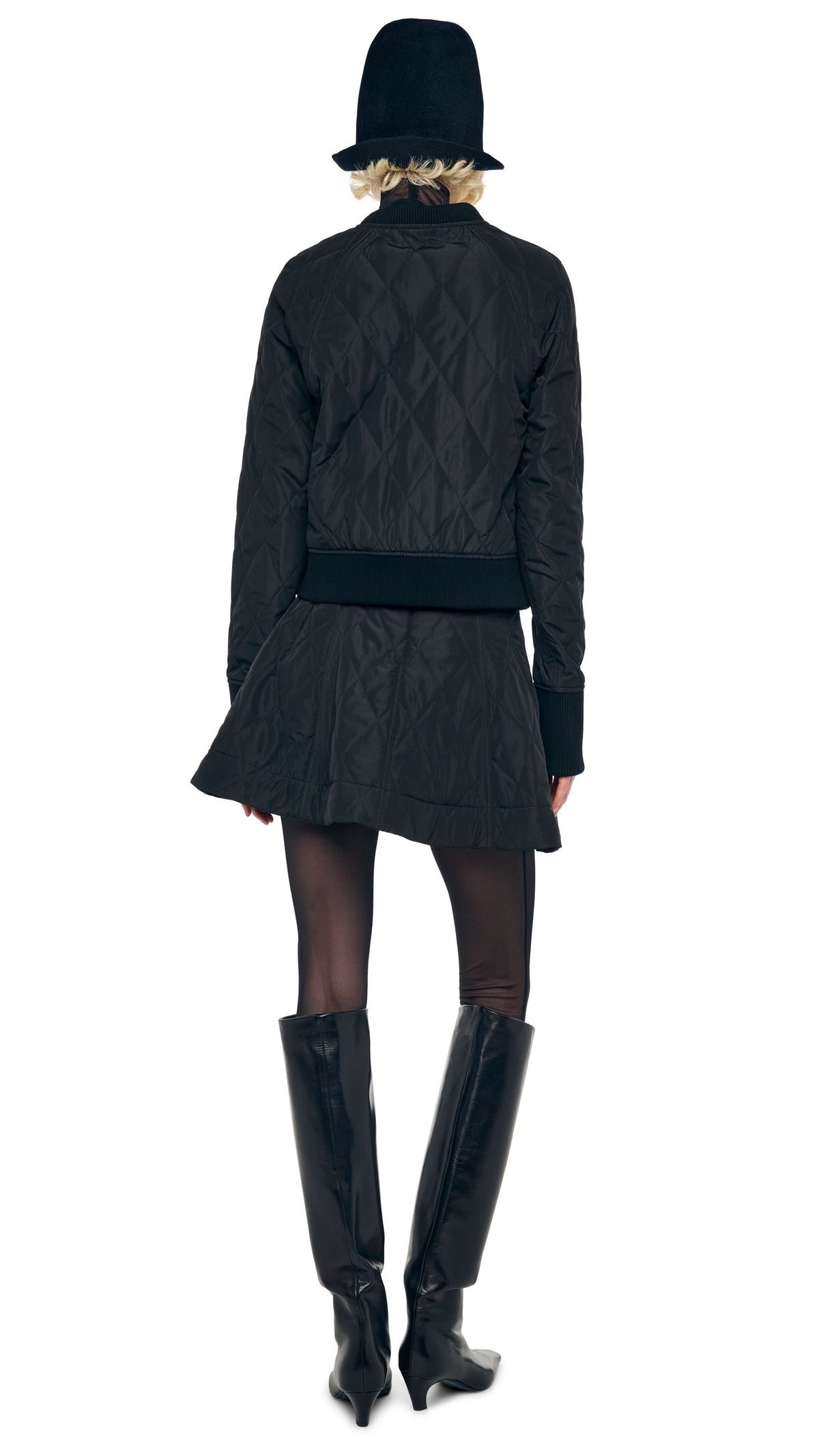 Norma Kamali QUILTED SHORT BOMBER JACKET