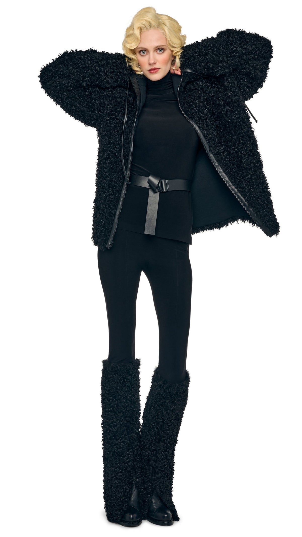 Norma Kamali OS RAGLAN SLEEVE ZIP FRONT HOODED JACKET