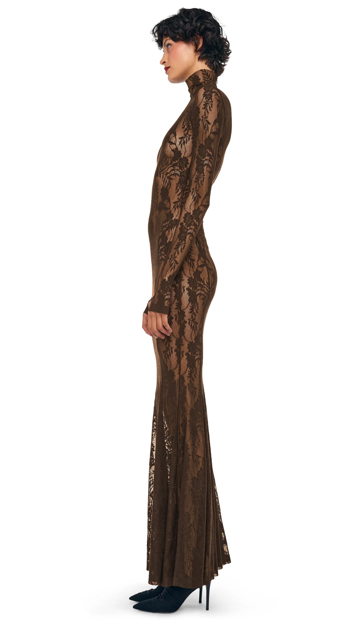 Norma Kamali LONG SLEEVE TURTLE FISHTAIL GOWN