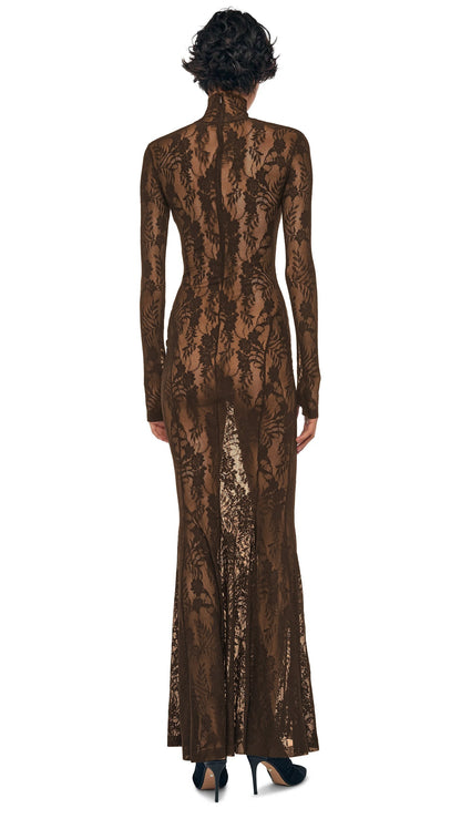 Norma Kamali LONG SLEEVE TURTLE FISHTAIL GOWN