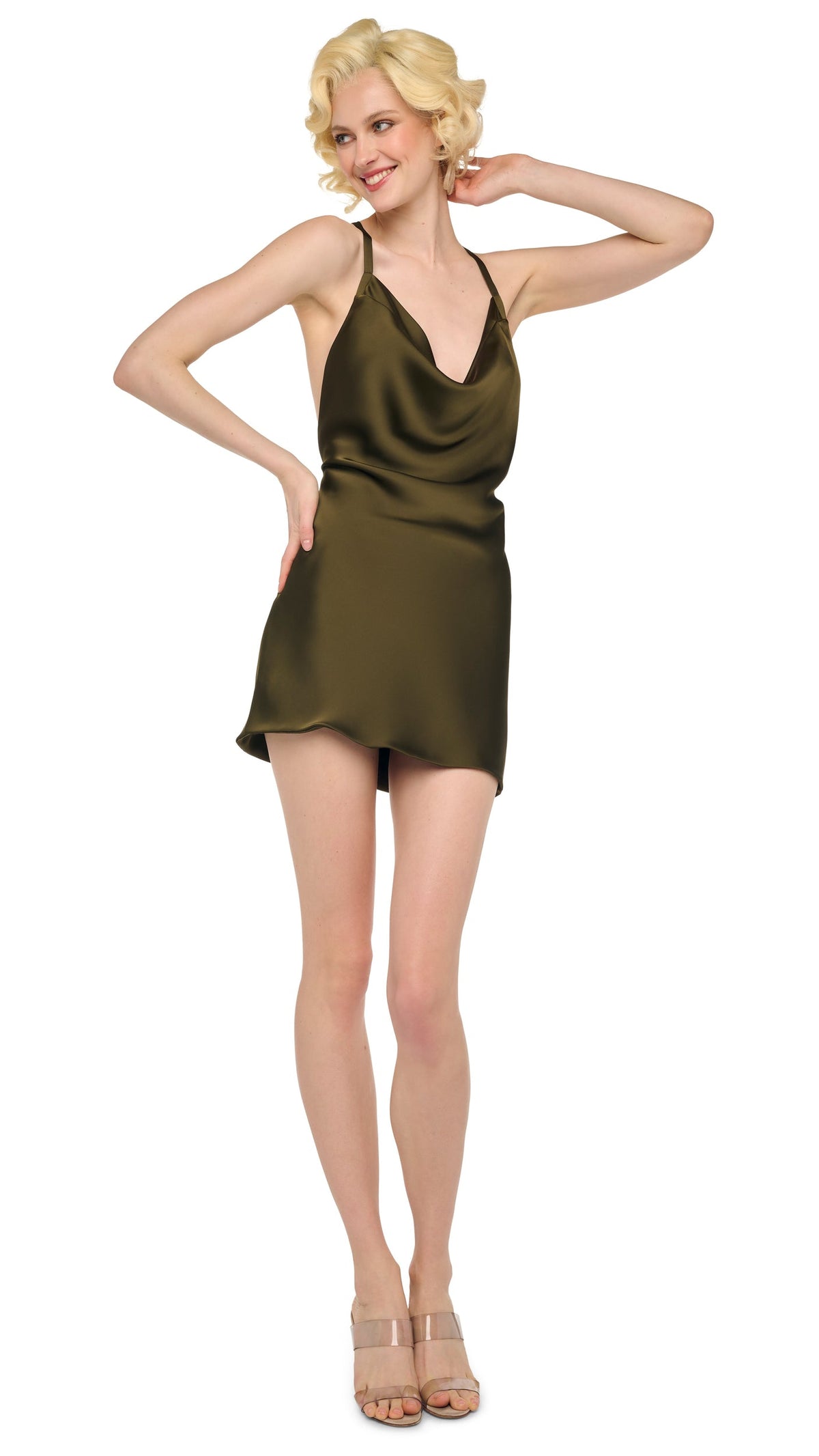 Norma Kamali CROSS BACK BIAS MINI DRESS