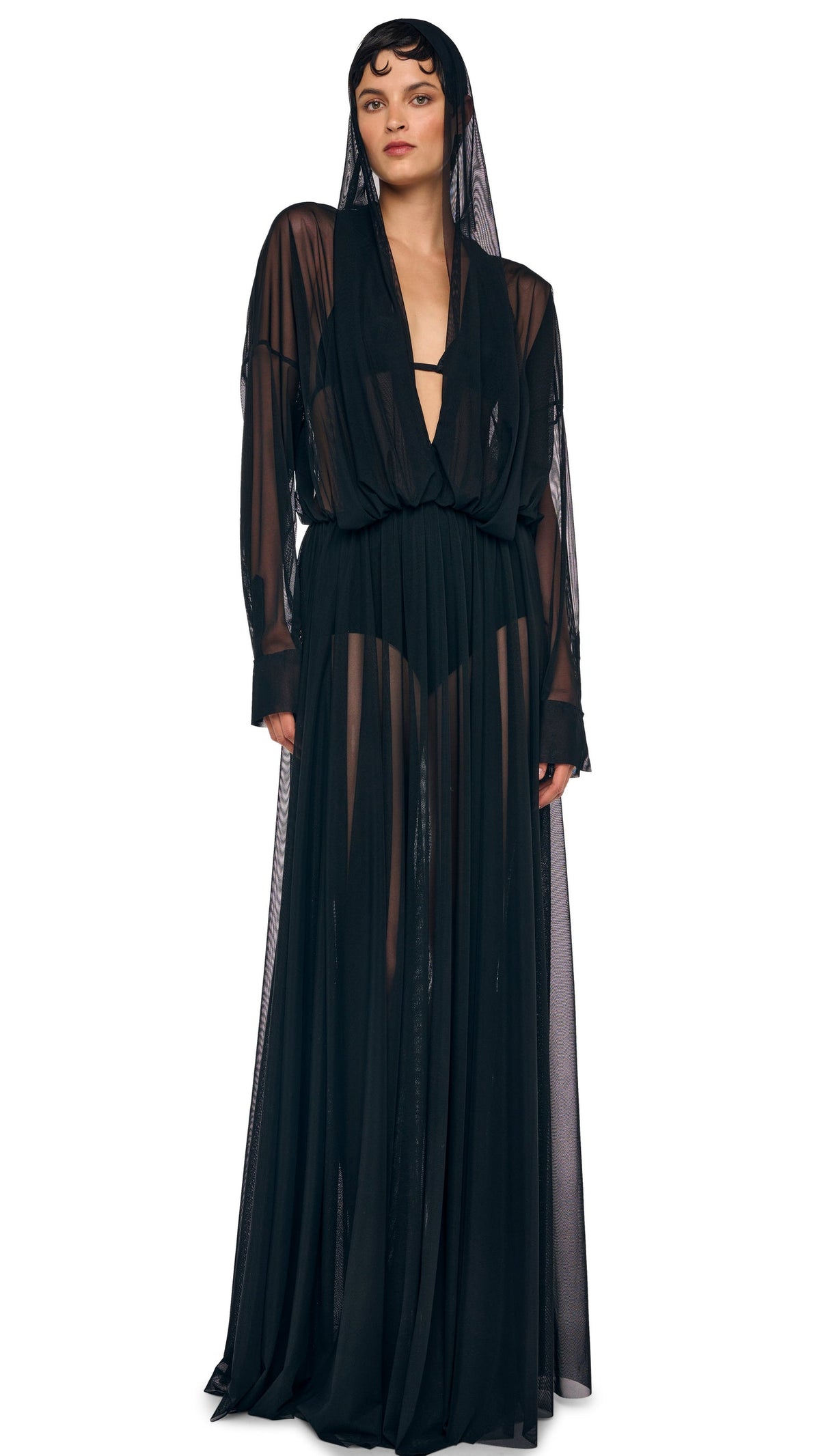 Norma Kamali HOODED SUPER OS BF NK SHIRT FLARED GOWN