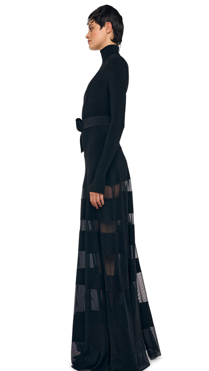 Norma Kamali SPLICED FLARED SKIRT TO FLOOR