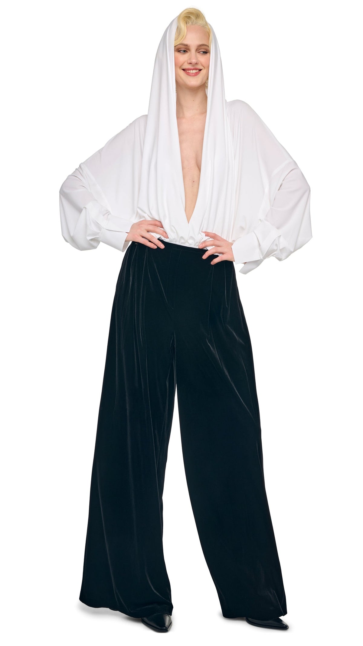 Norma Kamali HOODED SUPER OS BF NK SHIRT BODYSUIT