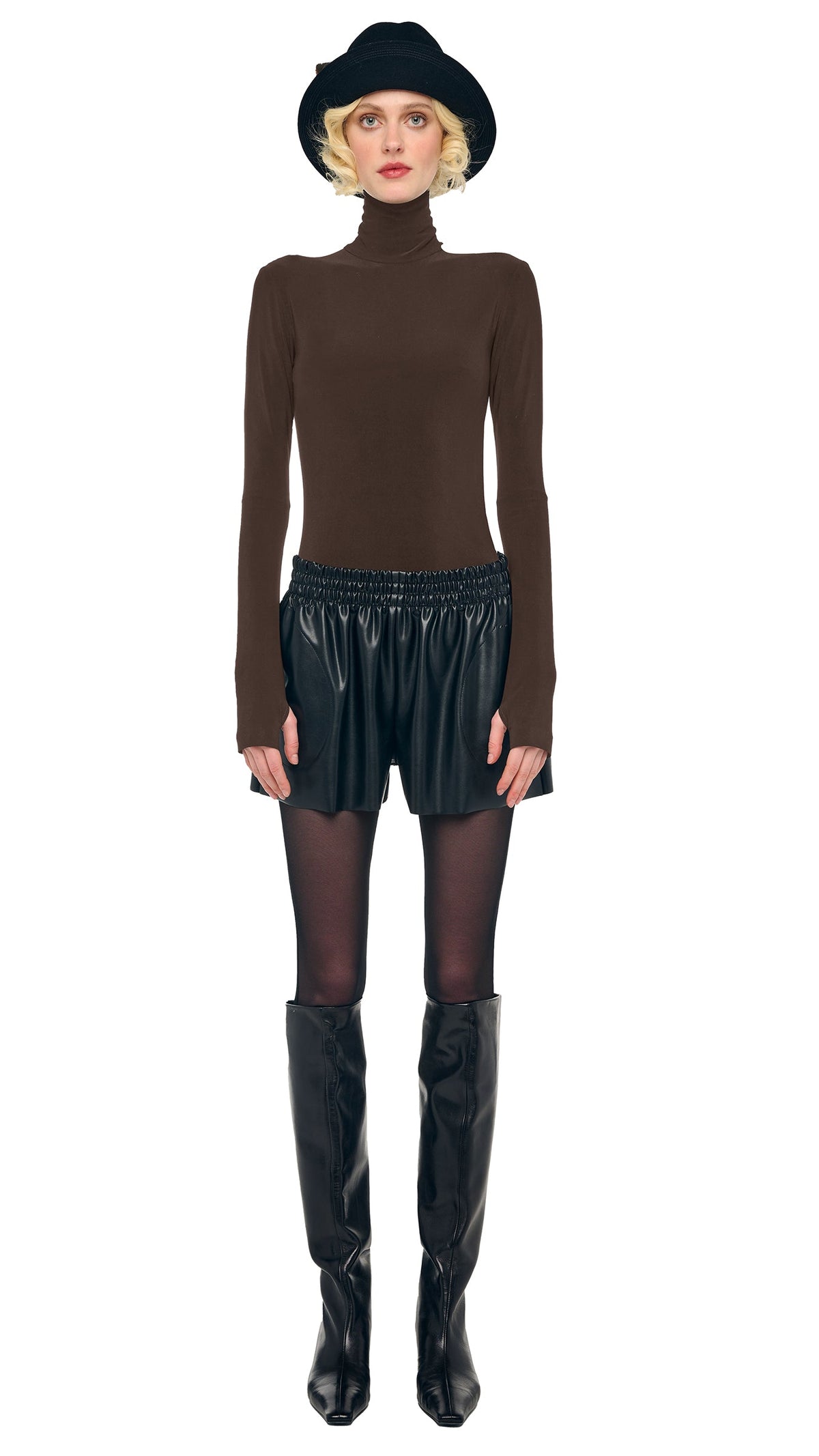 Norma Kamali SLIM FIT LONG SLEEVE TURTLE TOP