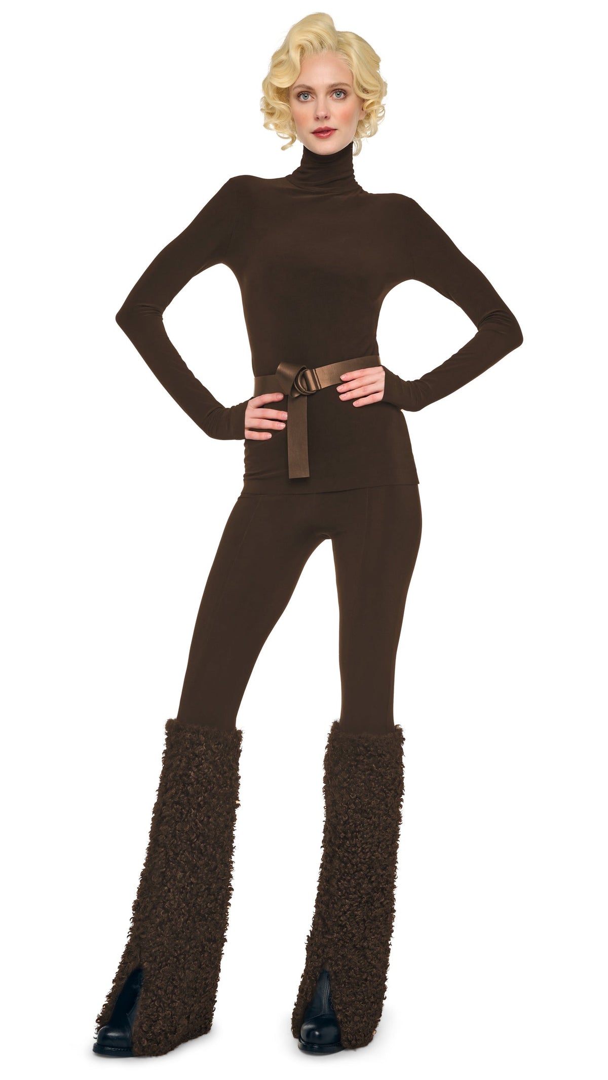 Norma Kamali SLIM FIT LONG SLEEVE TURTLE TOP