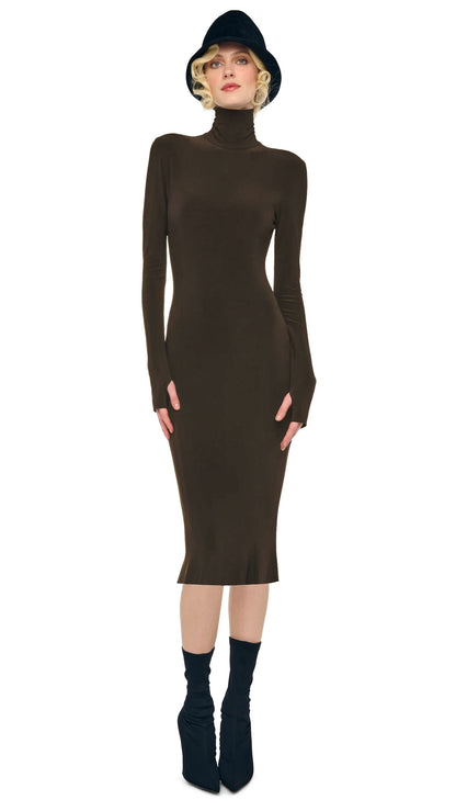 Norma Kamali LONG SLEEVE TURTLENECK DRESS