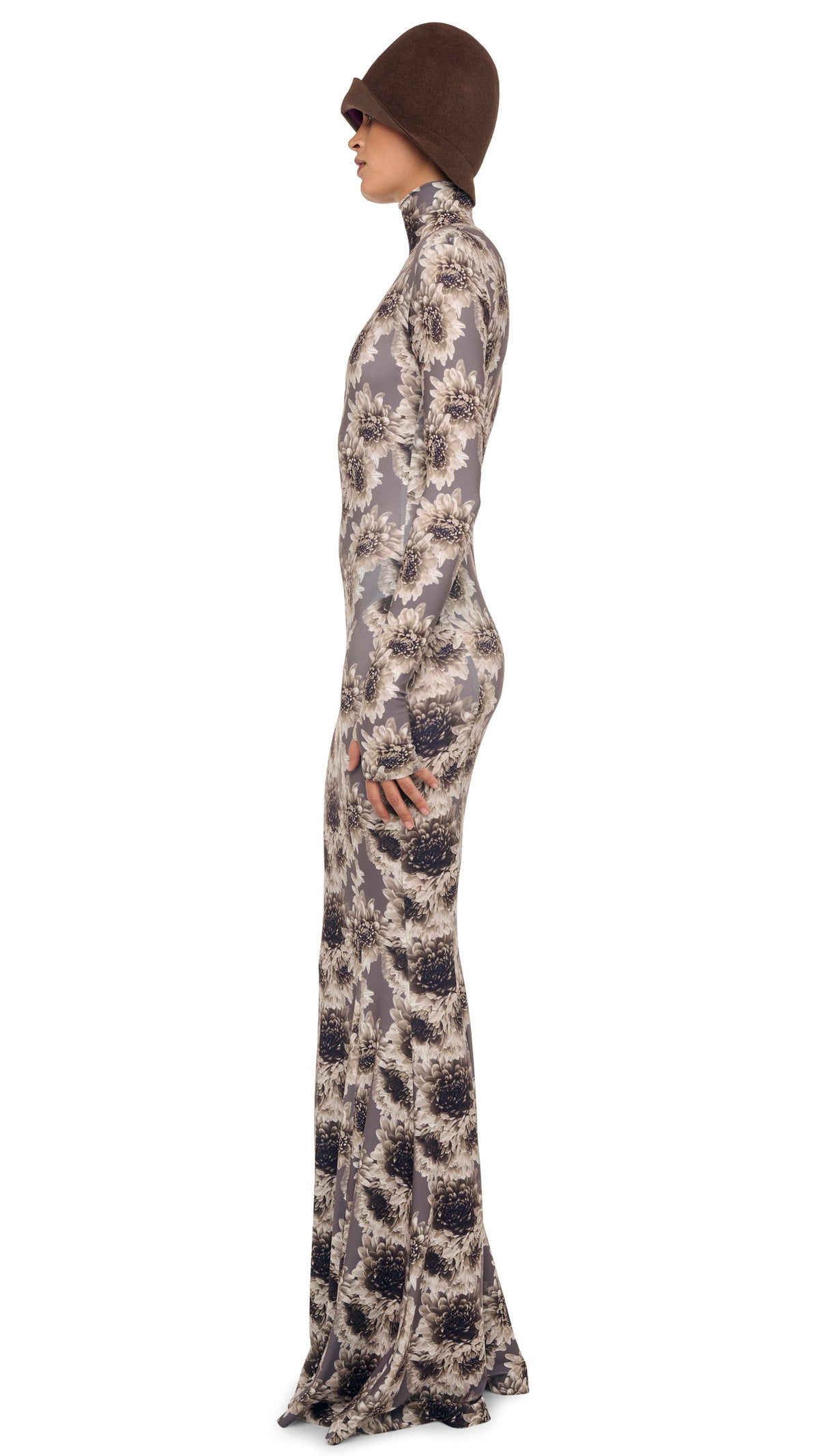 Norma Kamali LONG SLEEVE TURTLE FISHTAIL GOWN