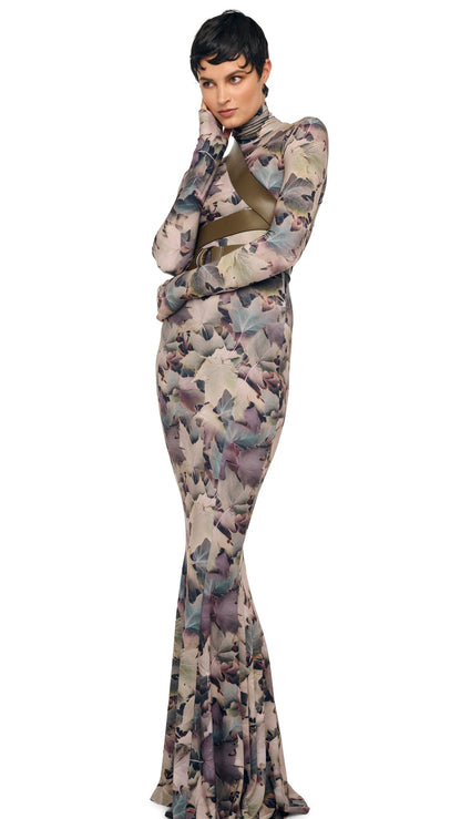 Norma Kamali LONG SLEEVE TURTLE FISHTAIL GOWN
